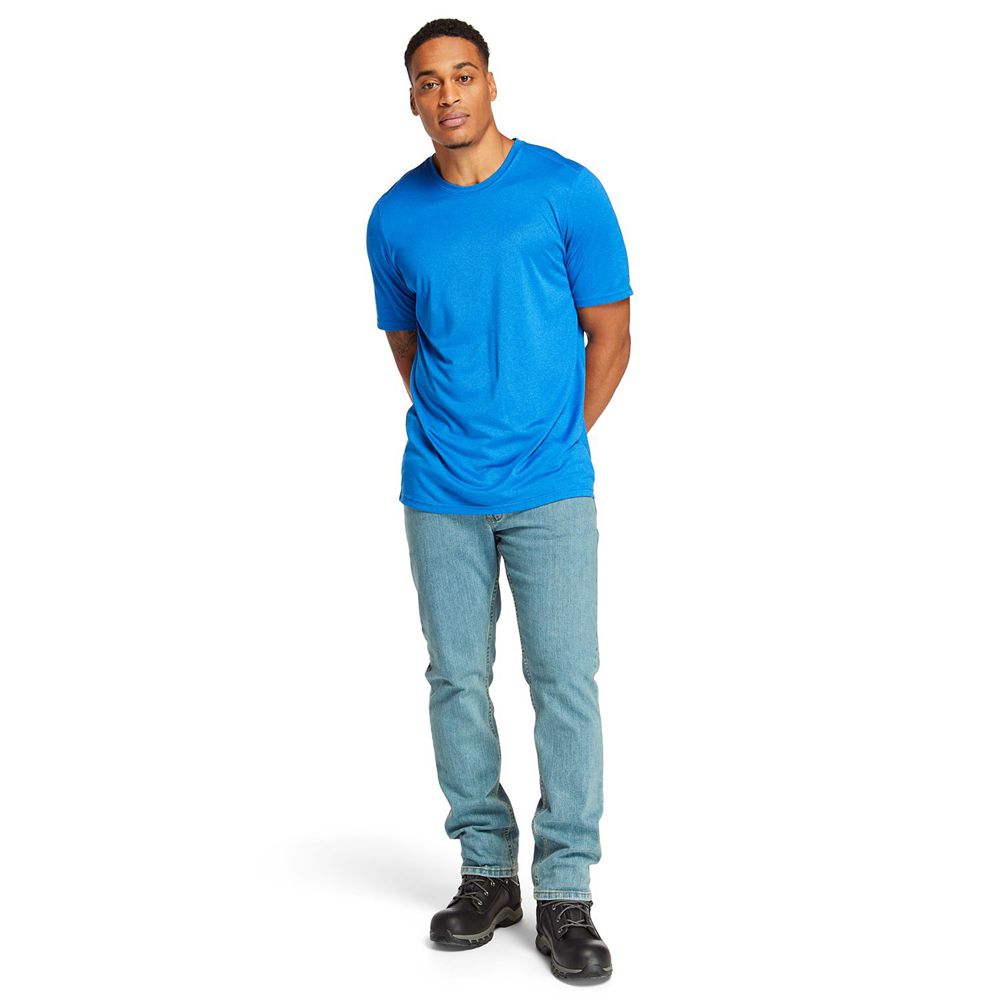 Camisetas Timberland Hombre Pro® Big & Tall Wicking Good Sport Short-Sleeve Azules - Chile EWI-68794